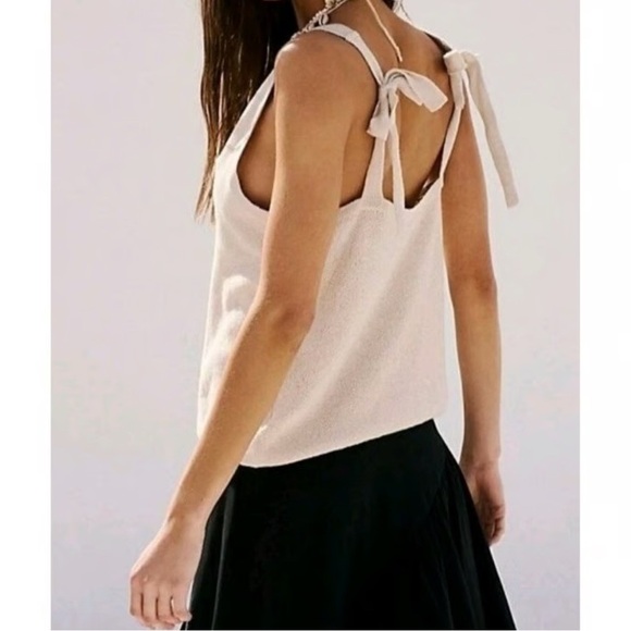 Free People Tops - Free People Cream Tie-Strap Tank Top